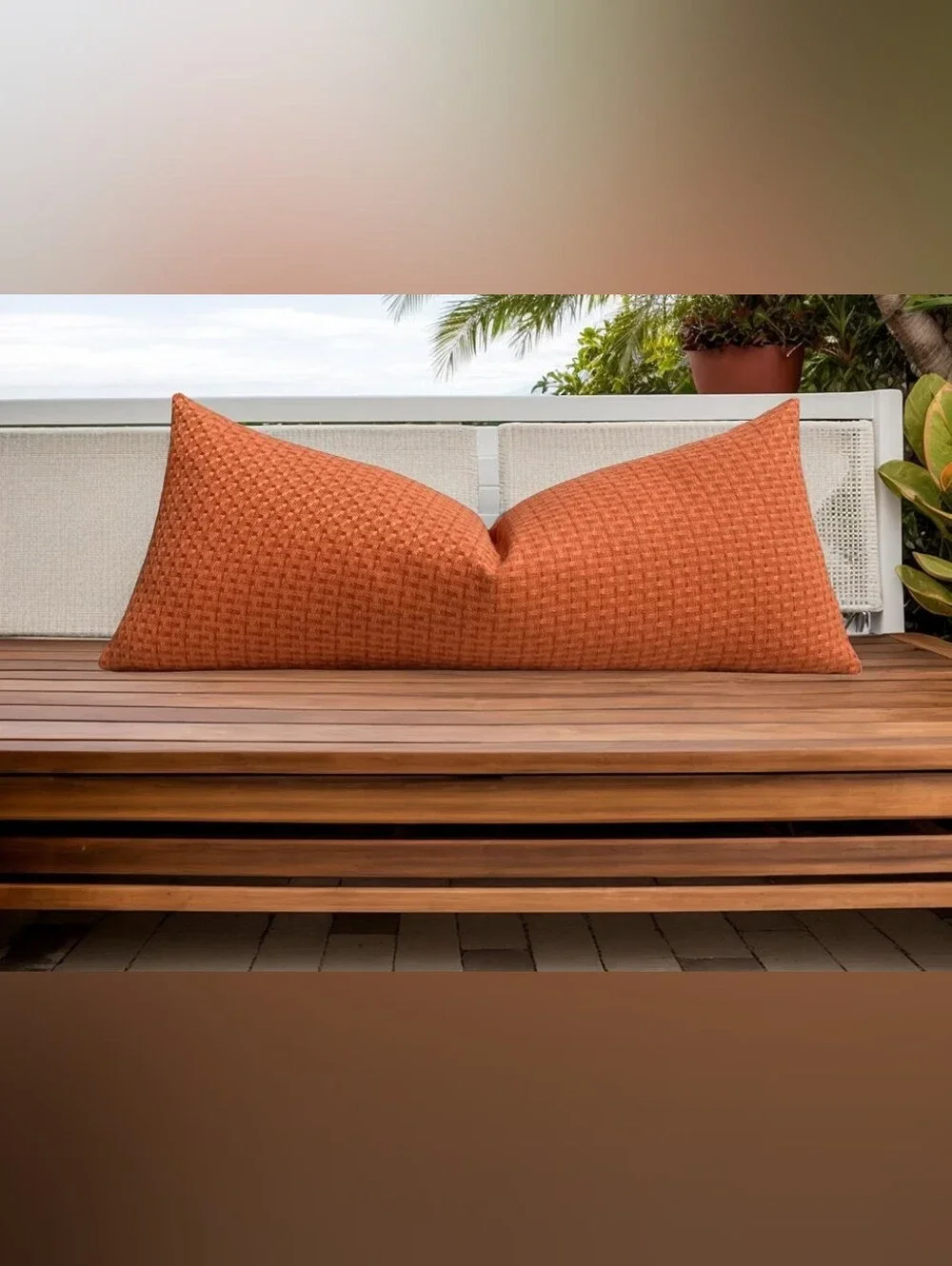 Orange Outdoor Waterproof Decorative Lumbar Pillow Cover 14 X 36